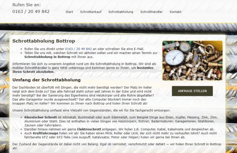 Schrottabholung in Bottrop – Schrott-Ankauf-NRW