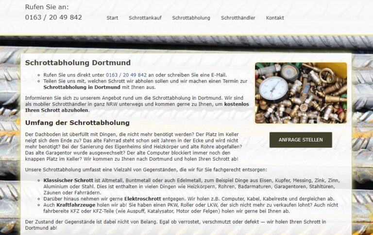 Schrottabholung Dortmund : Wir holen Schrott kostenlos in Dortmund und Umgebung ab